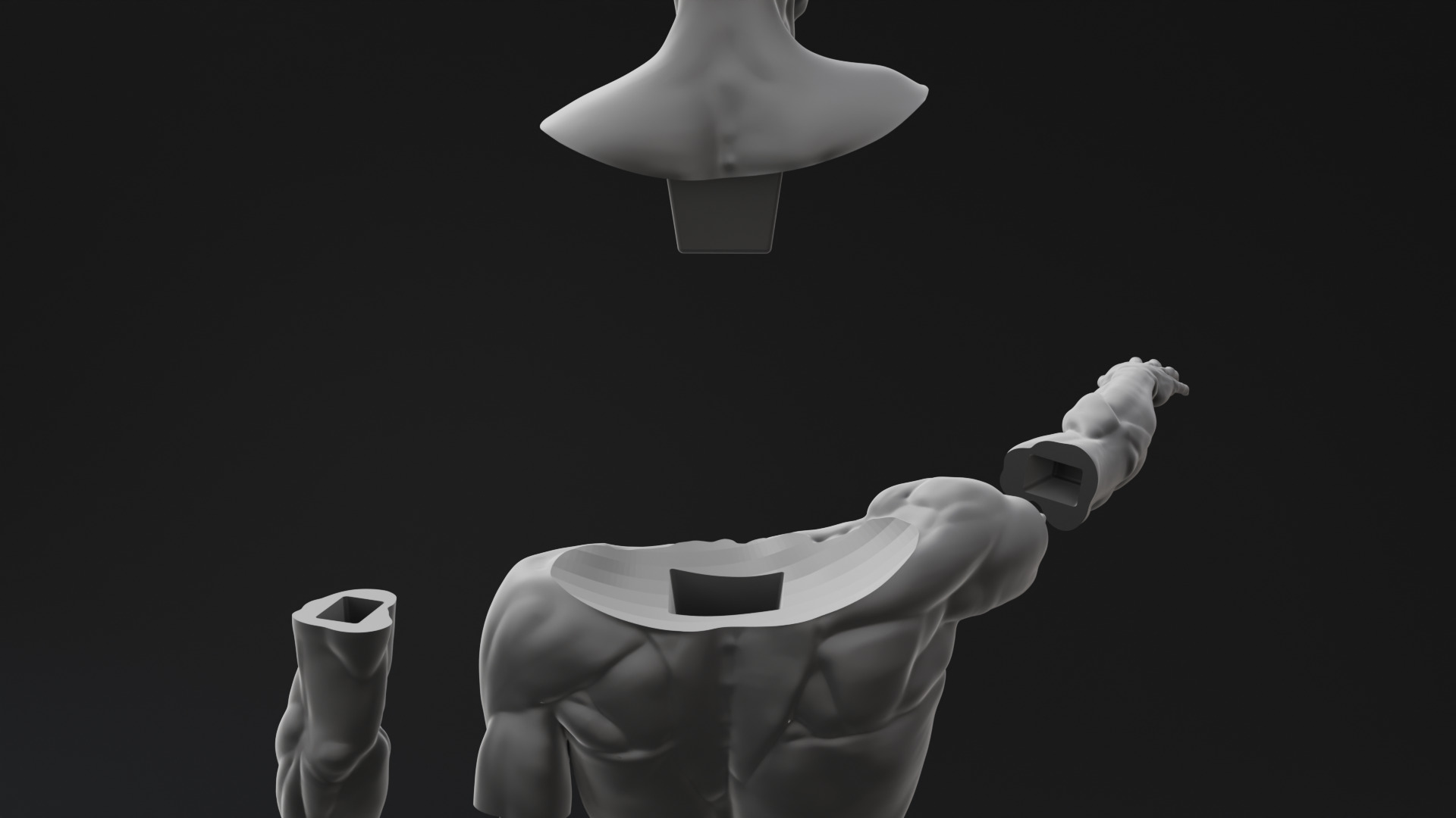 Houdon Ecorche STL model with FBX file 3D print model_14