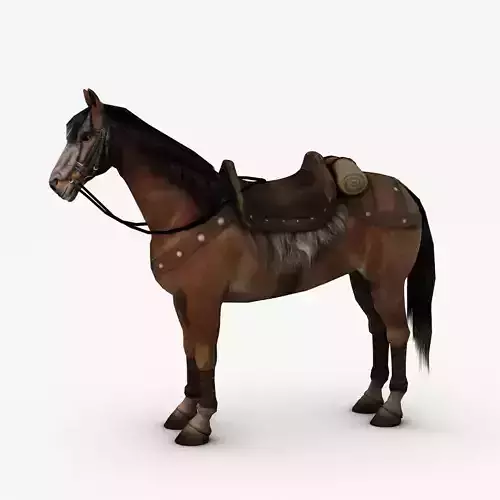Horse with fur Low-poly 3D model