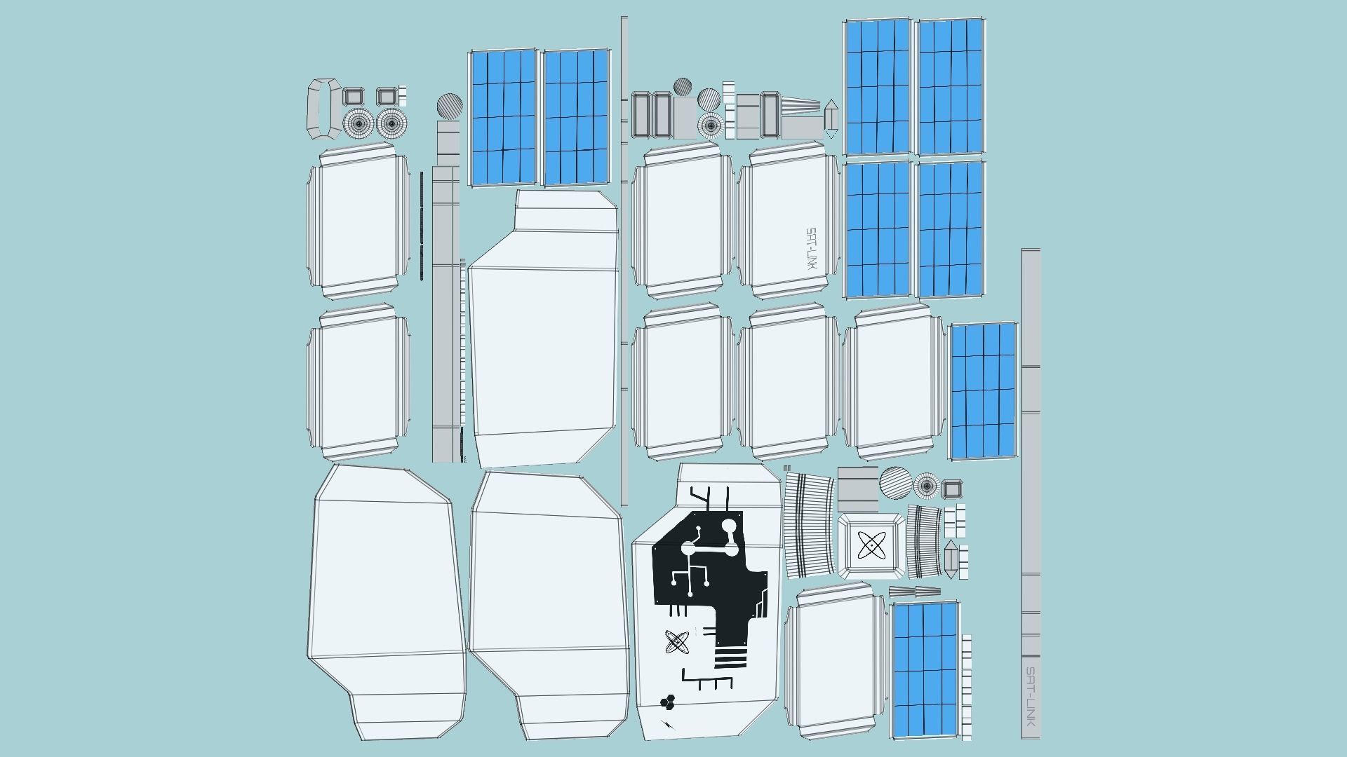 10 Satellites AZ Aluminum Collection - SciFi Space Design _16
