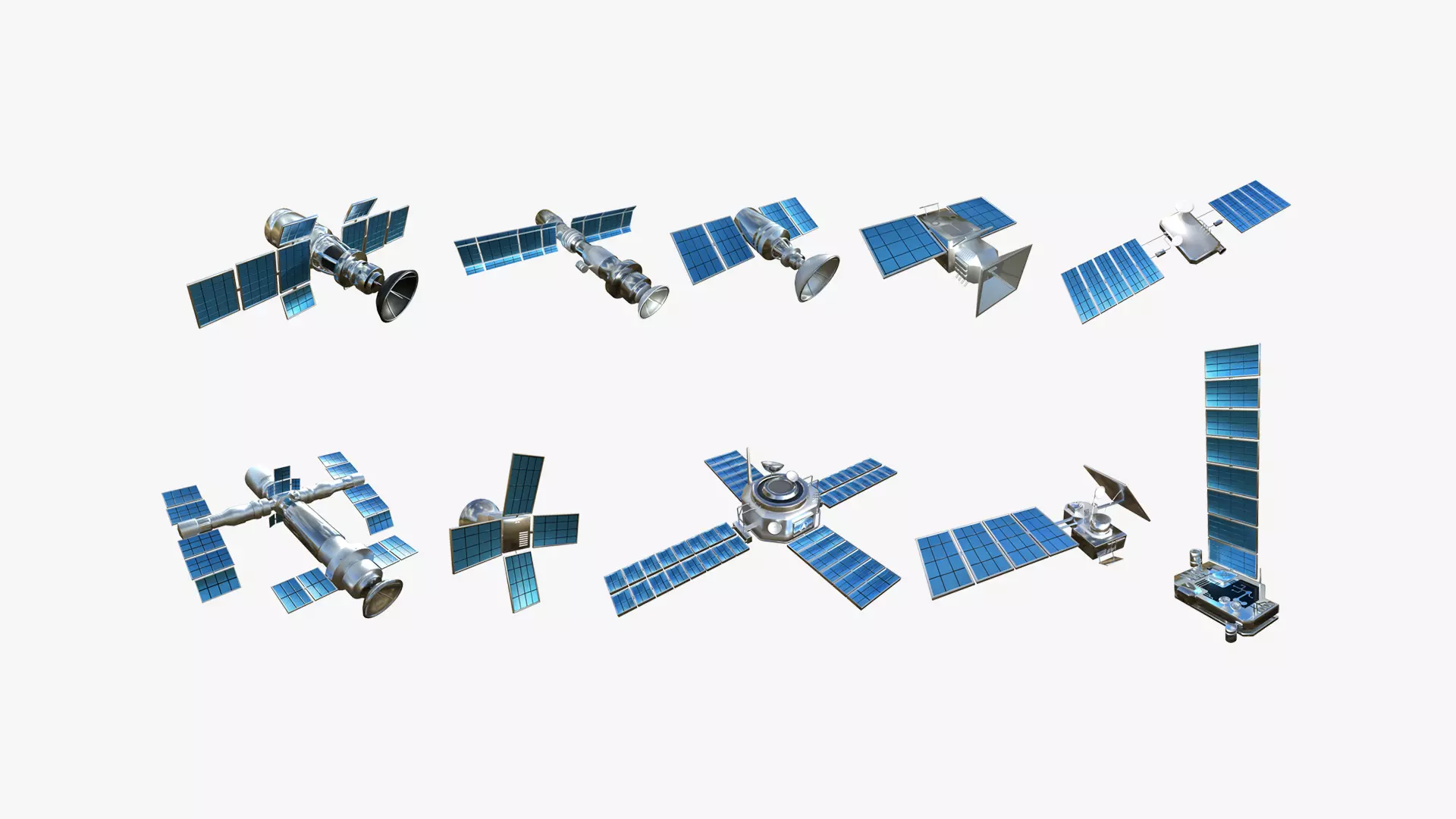 10 Satellites AZ Aluminum Collection - SciFi Space Design _0