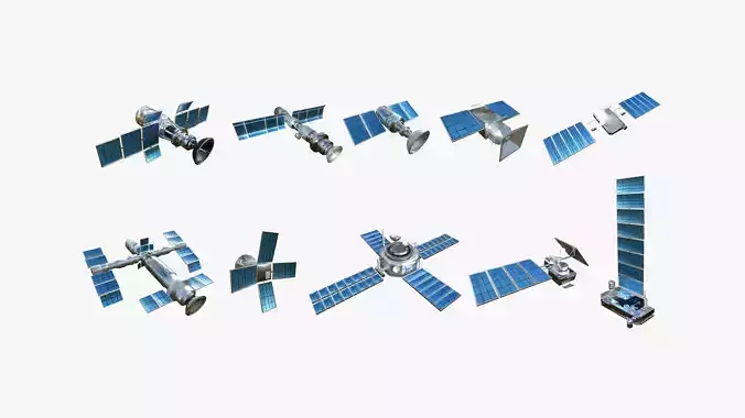 10 Satellites AZ Aluminum Collection - SciFi Space Design 