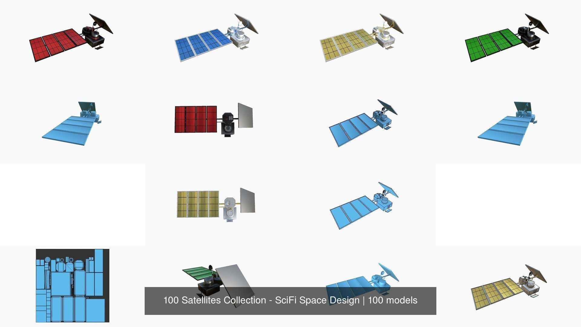 100 Satellites Collection - SciFi Space Design _13