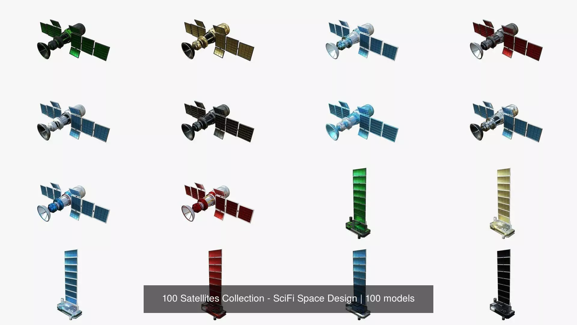 100 Satellites Collection - SciFi Space Design _1