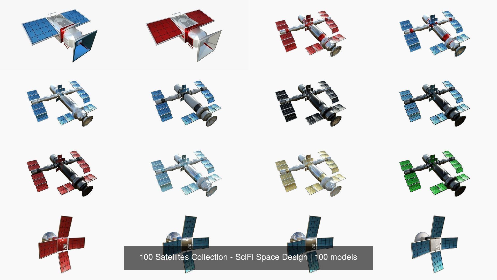 100 Satellites Collection - SciFi Space Design _7
