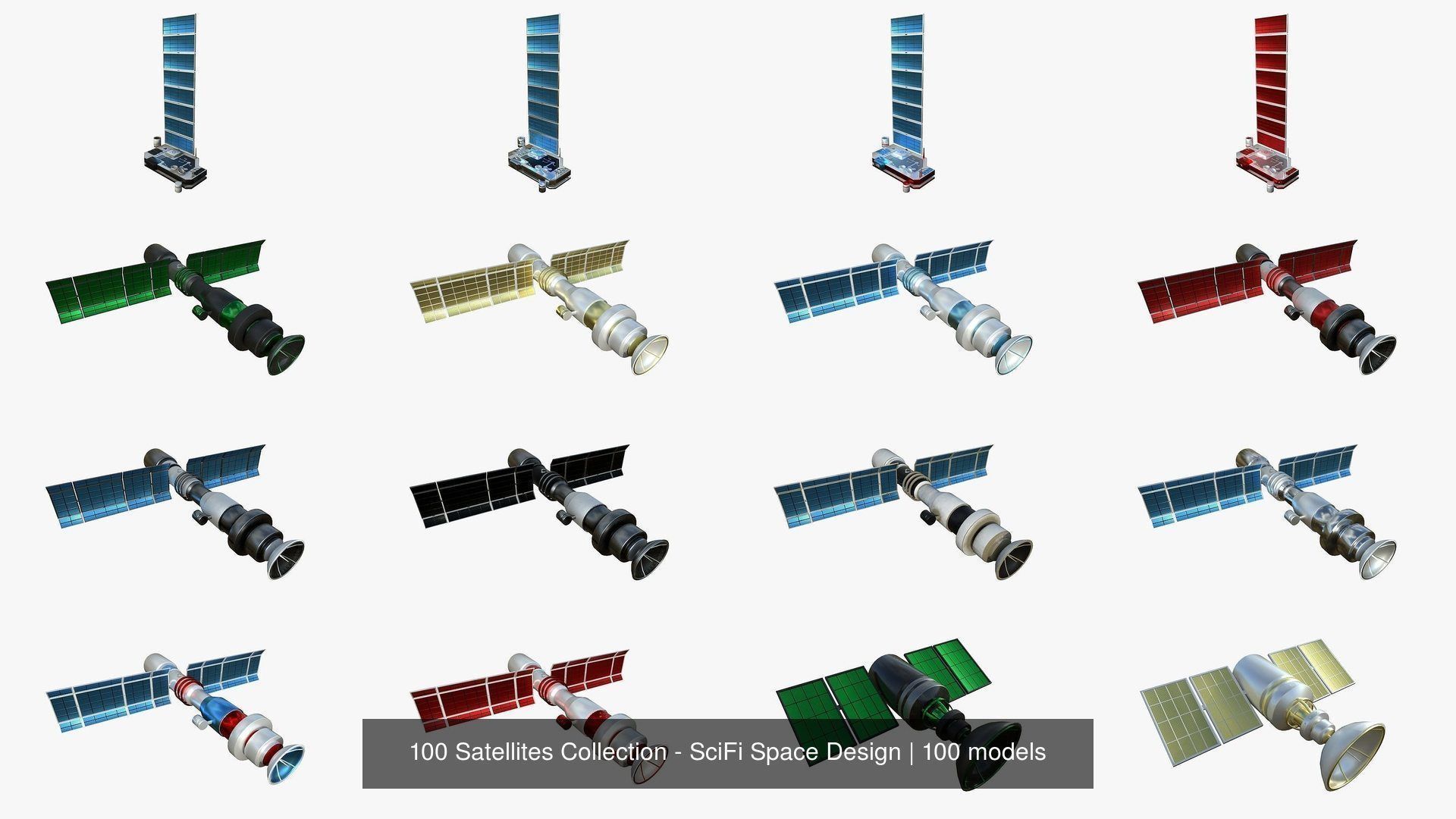 100 Satellites Collection - SciFi Space Design _3
