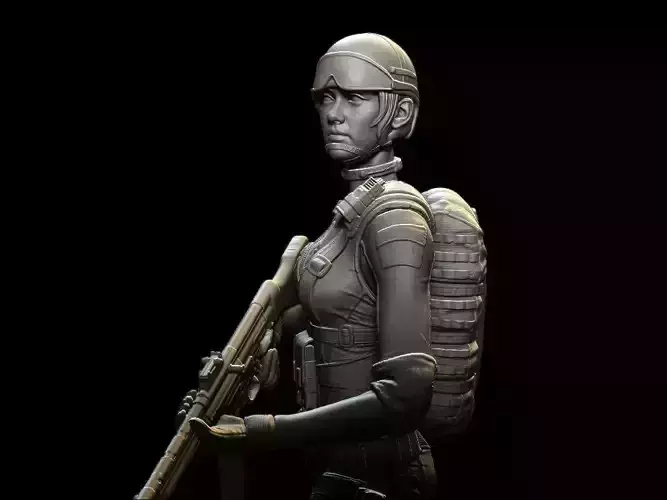 High Quality female soldier figure for 3D printing