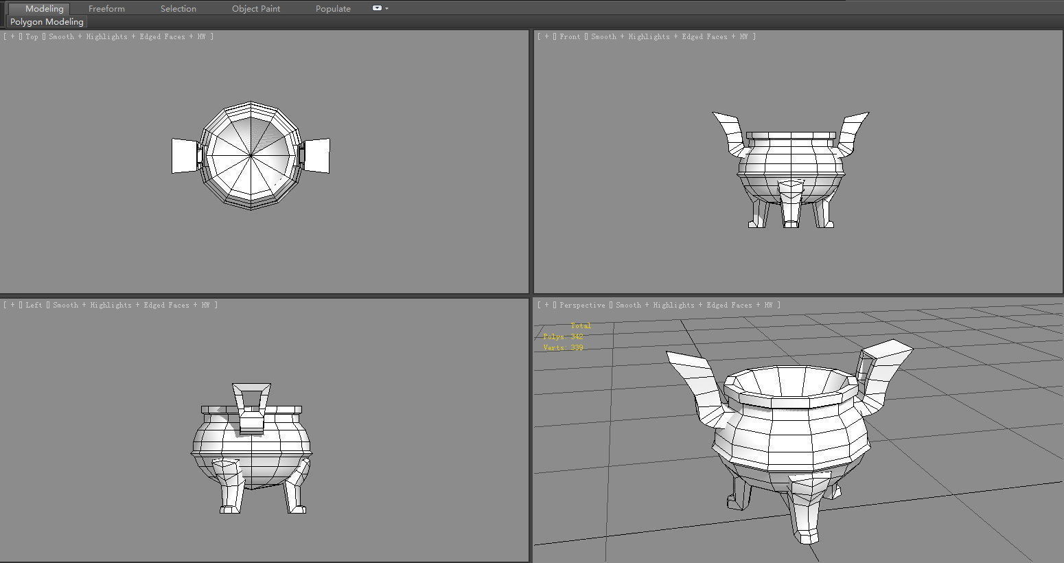 Cartoon Golden Tripod - Ding Low-poly 3D model_5
