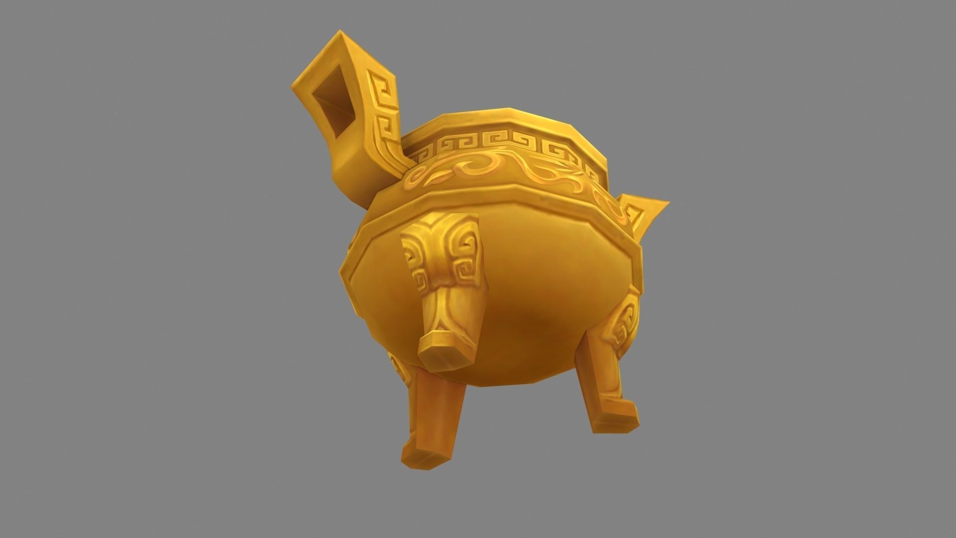 Cartoon Golden Tripod - Ding Low-poly 3D model_2