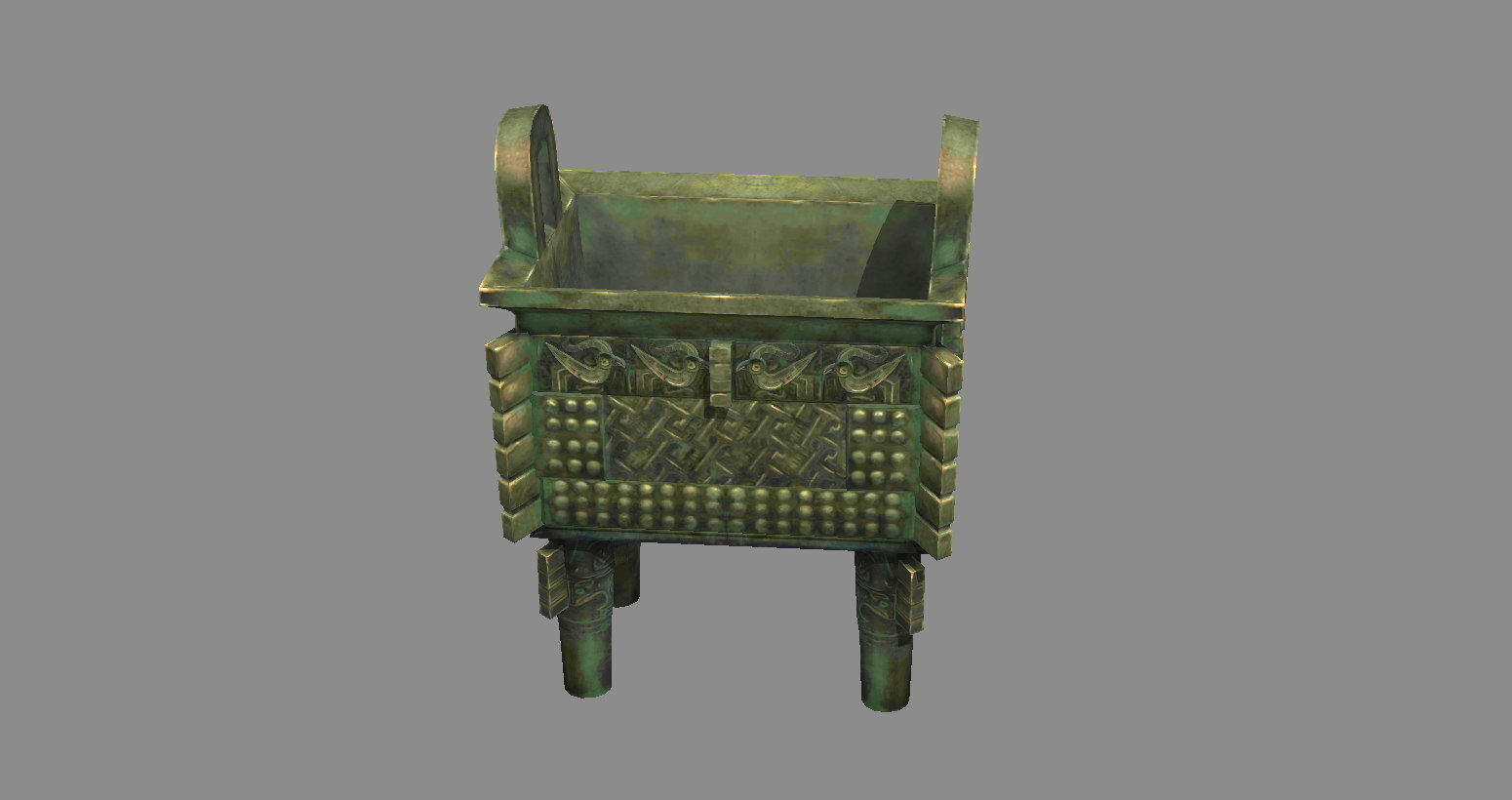 Bronze Tripod - Rectangular Low-poly 3D model_1