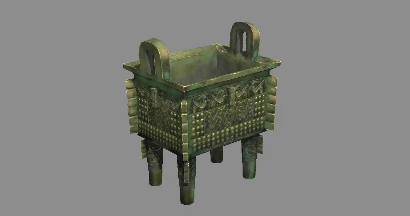 Bronze Tripod - Rectangular Low-poly 3D model_0