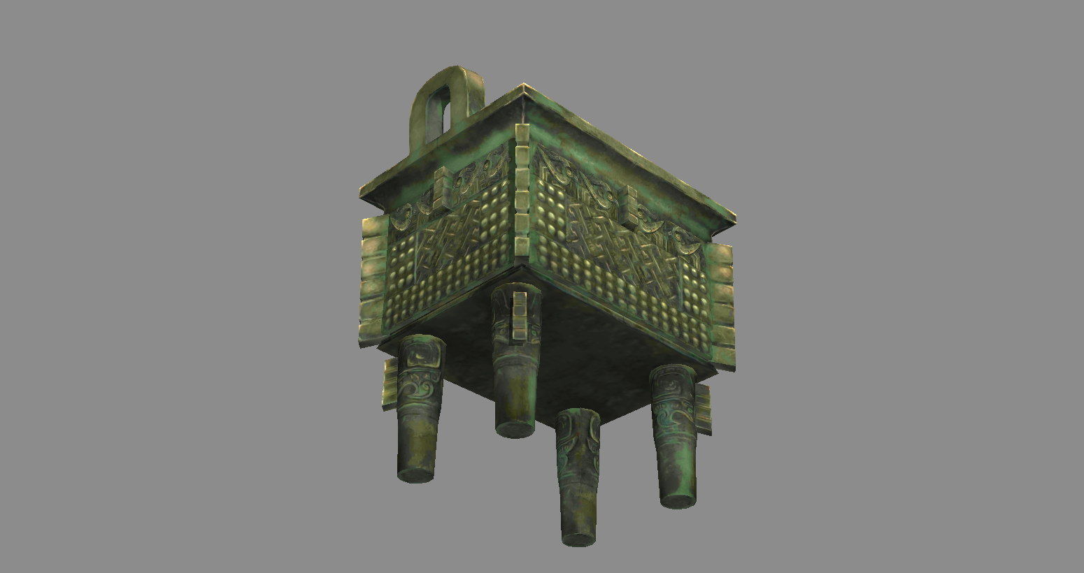 Bronze Tripod - Rectangular Low-poly 3D model_2