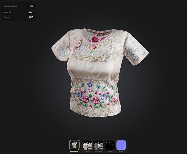 Floral Top PBR 4k Low-poly 3D model