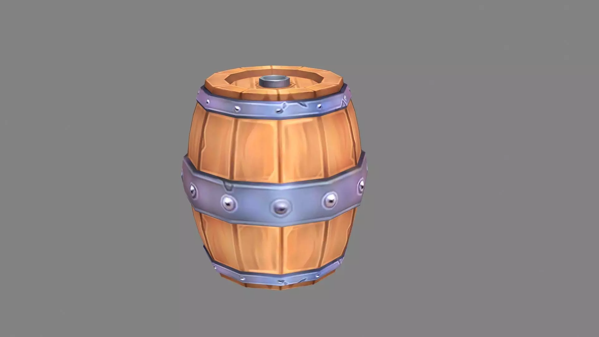 A wine barrel - Cartoon round wooden barrel Low-poly 3D model