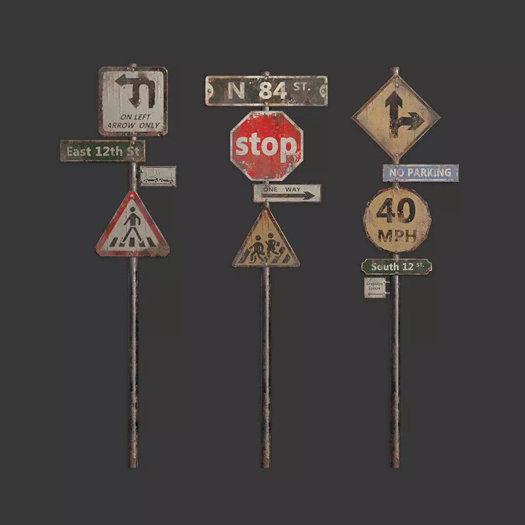Street sign Low-poly 3D model