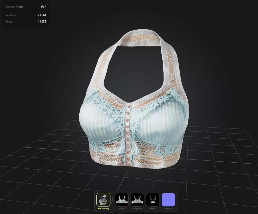 Boho Top PBR 4k Low-poly 3D model_0