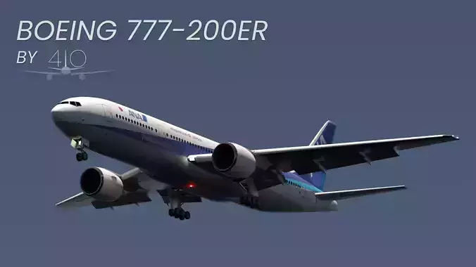 ANIMATED Boeing 777-200ER - ANA Livery 3D model