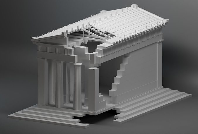 Temple of Diana Propylaea at Eleusis Greek Doric column 3D model 3