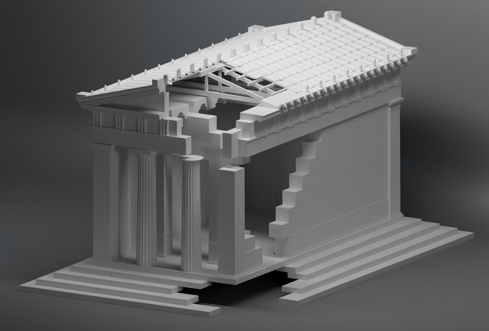 Temple of Diana Propylaea at Eleusis Greek Doric column 3D model_2