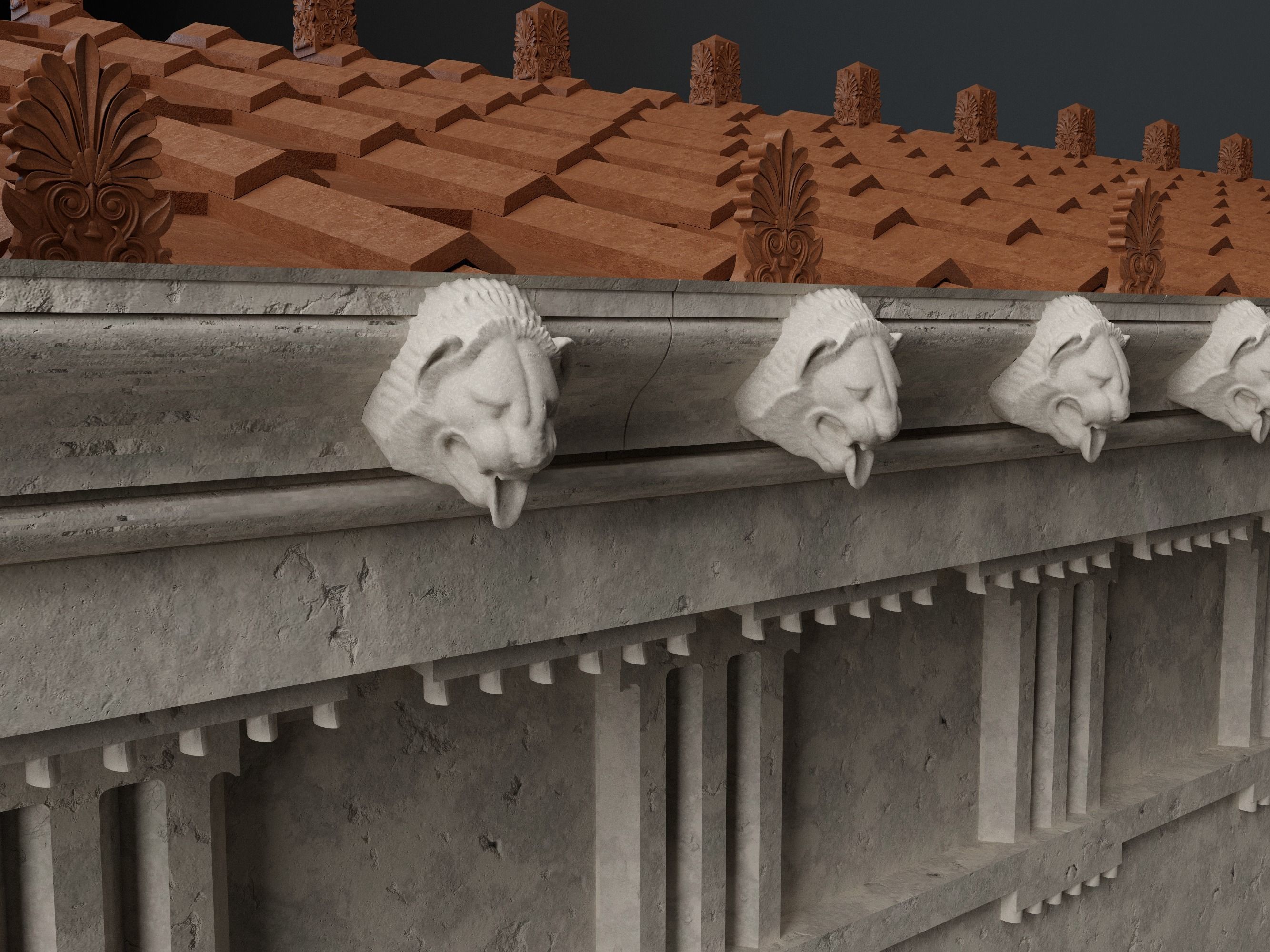 Temple of Diana Propylaea at Eleusis Greek Doric column 3D model_4