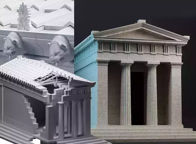 Temple of Diana Propylaea at Eleusis Greek Doric column 3D model