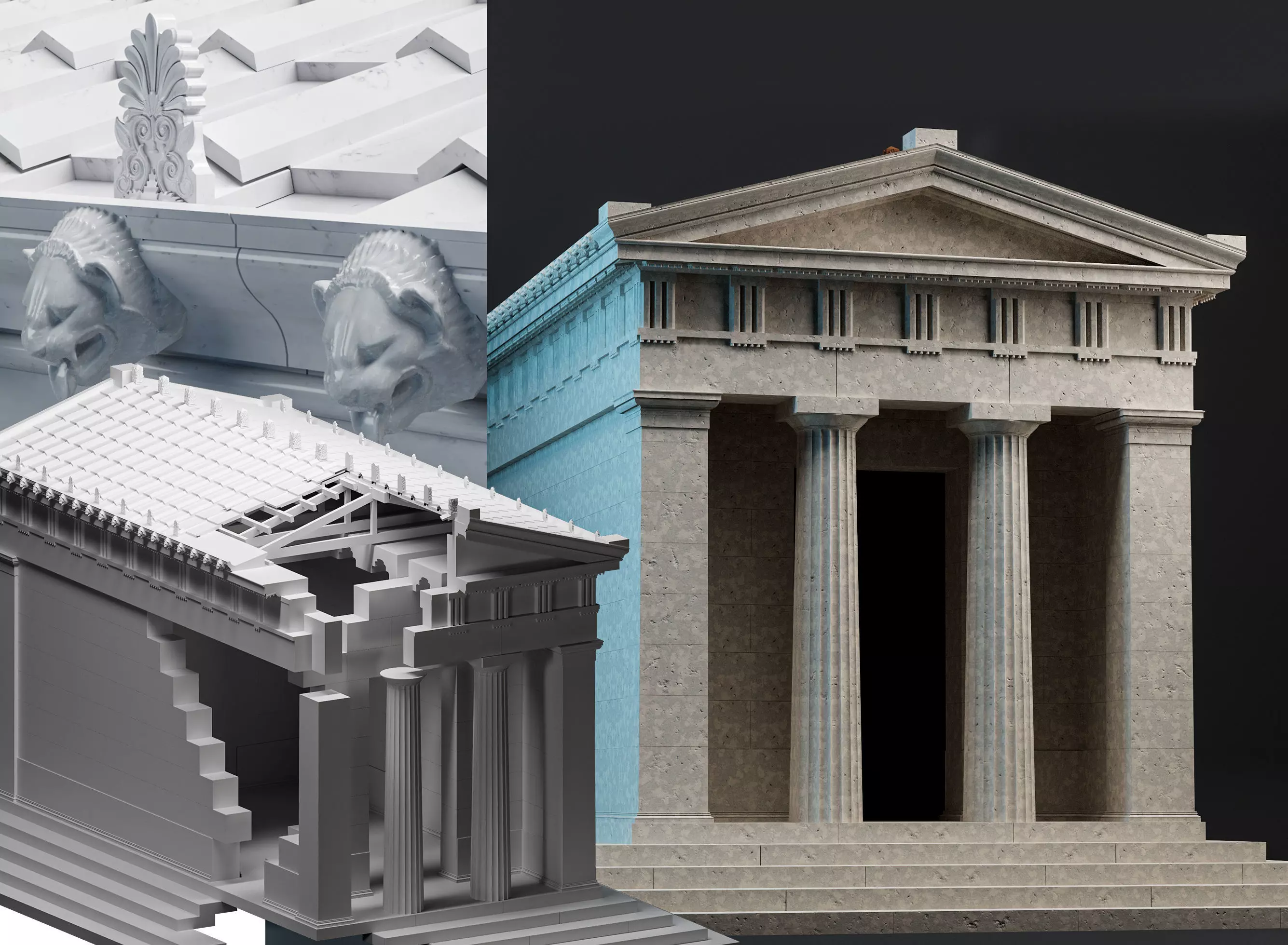 Temple of Diana Propylaea at Eleusis Greek Doric column 3D model_0