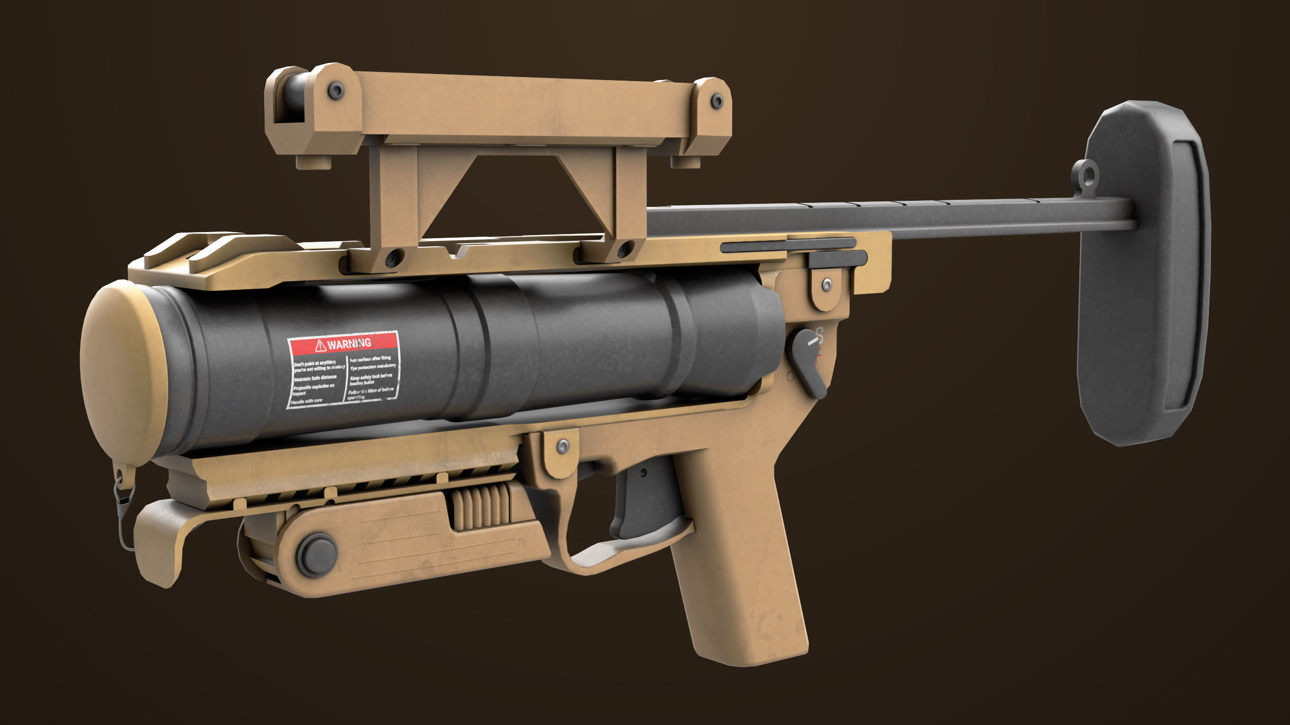 Grenade Launcher 04 Brown Generic All PBR Unity UE Textures Low-poly 3D model_11