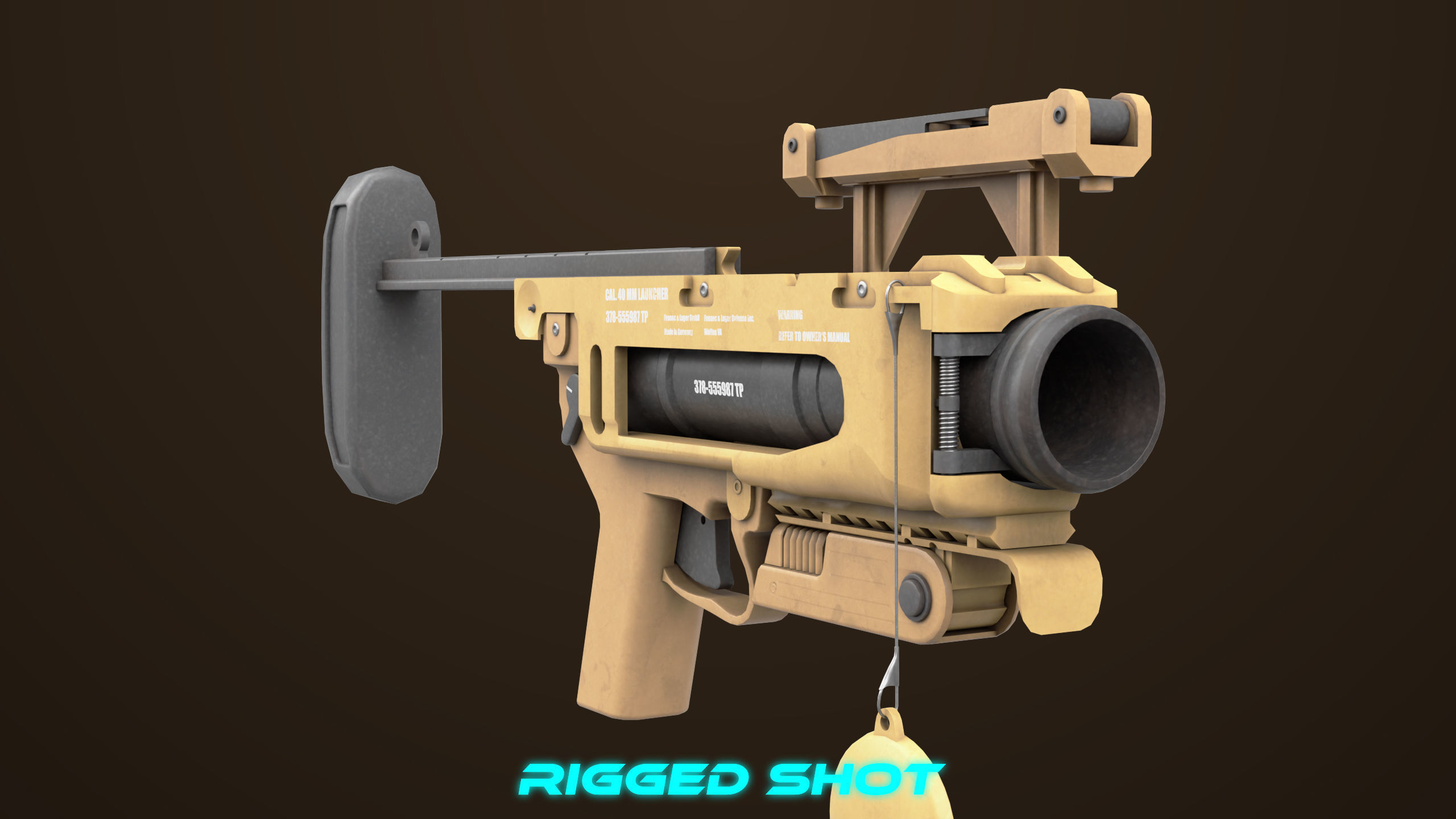 Grenade Launcher 04 Brown Generic All PBR Unity UE Textures Low-poly 3D model_20