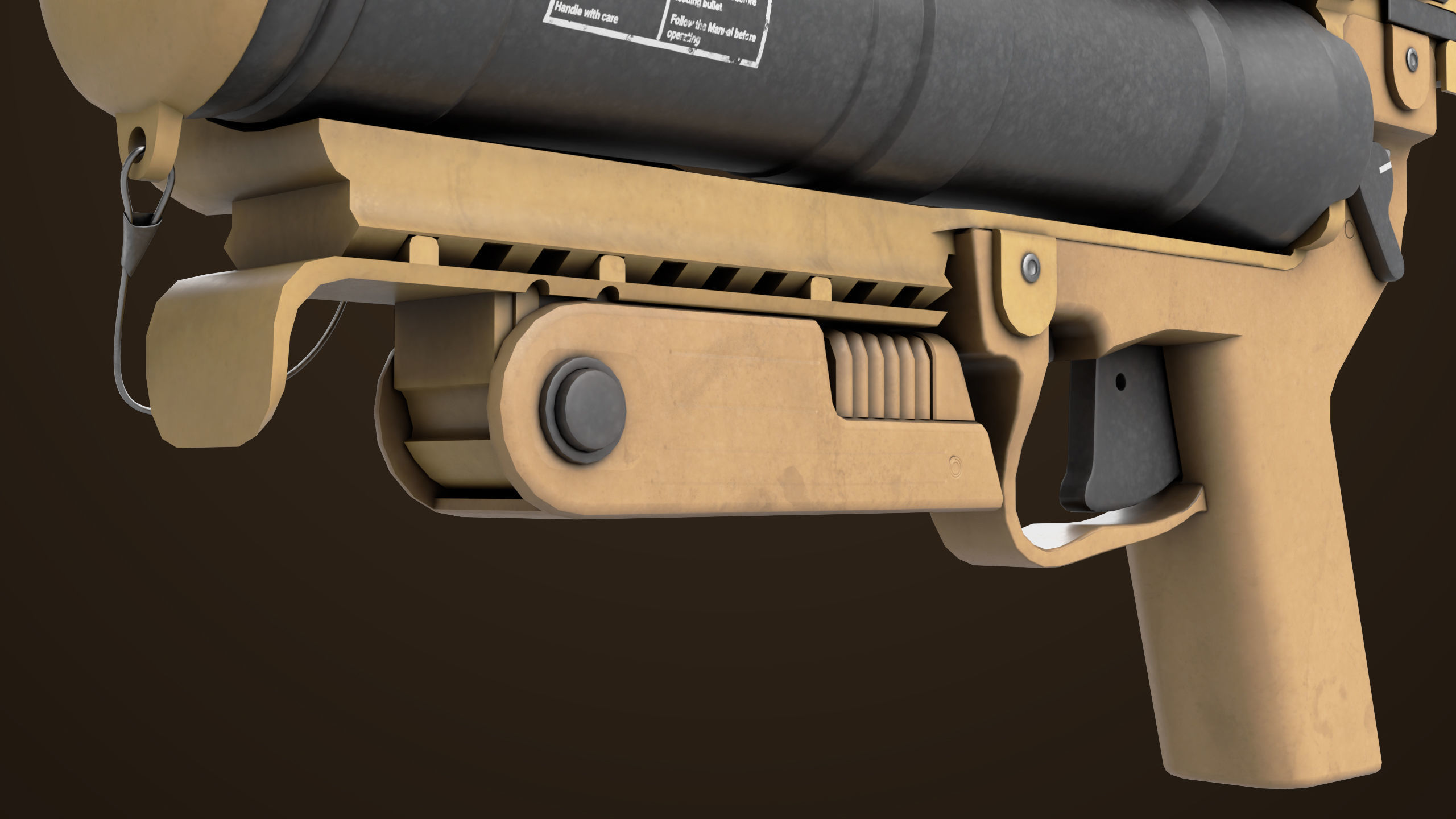 Grenade Launcher 04 Brown Generic All PBR Unity UE Textures Low-poly 3D model_17