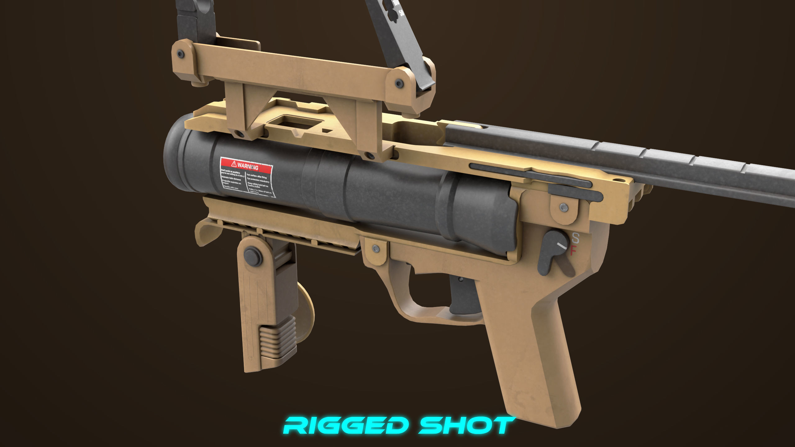 Grenade Launcher 04 Brown Generic All PBR Unity UE Textures Low-poly 3D model_4