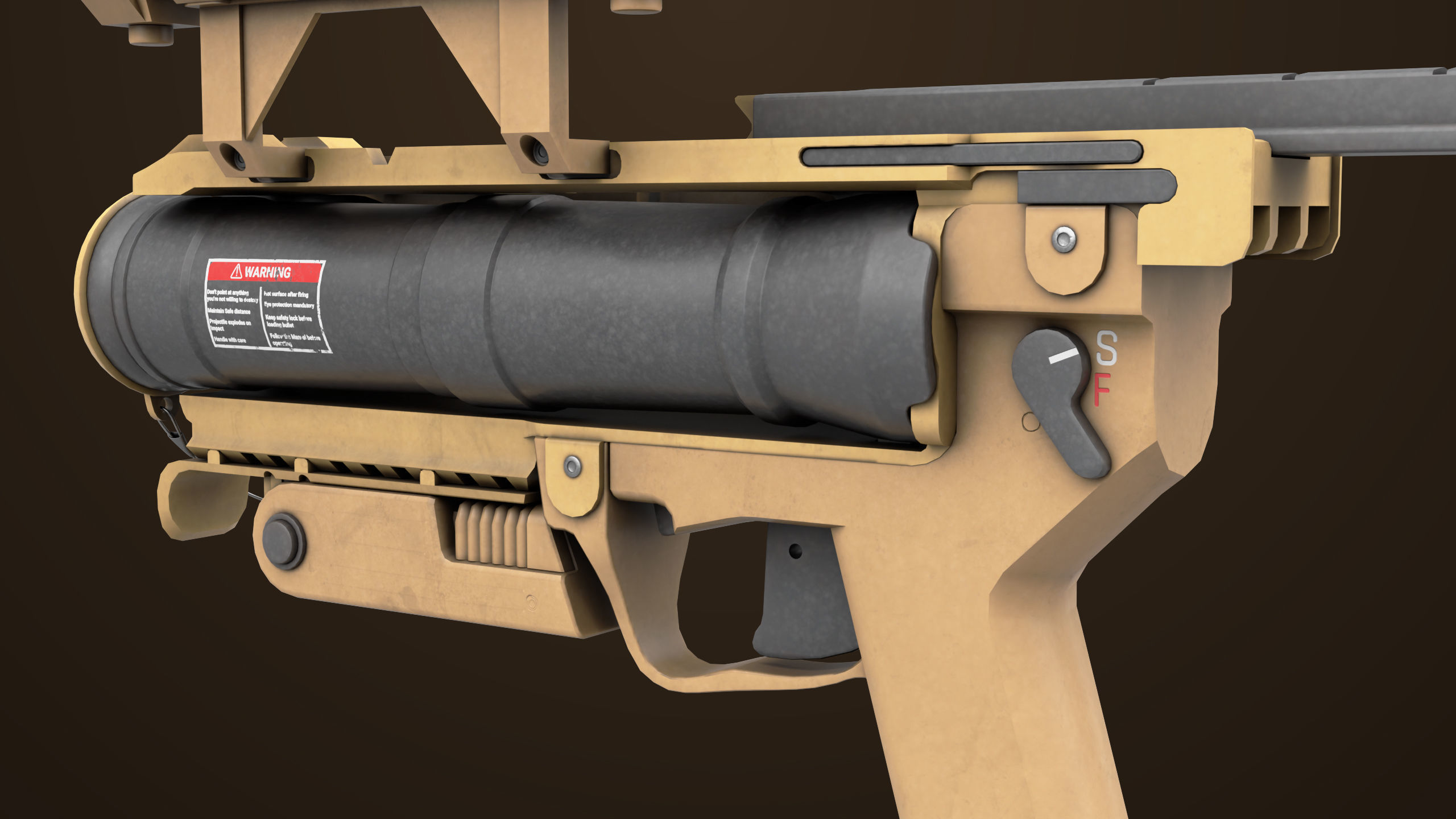 Grenade Launcher 04 Brown Generic All PBR Unity UE Textures Low-poly 3D model_18