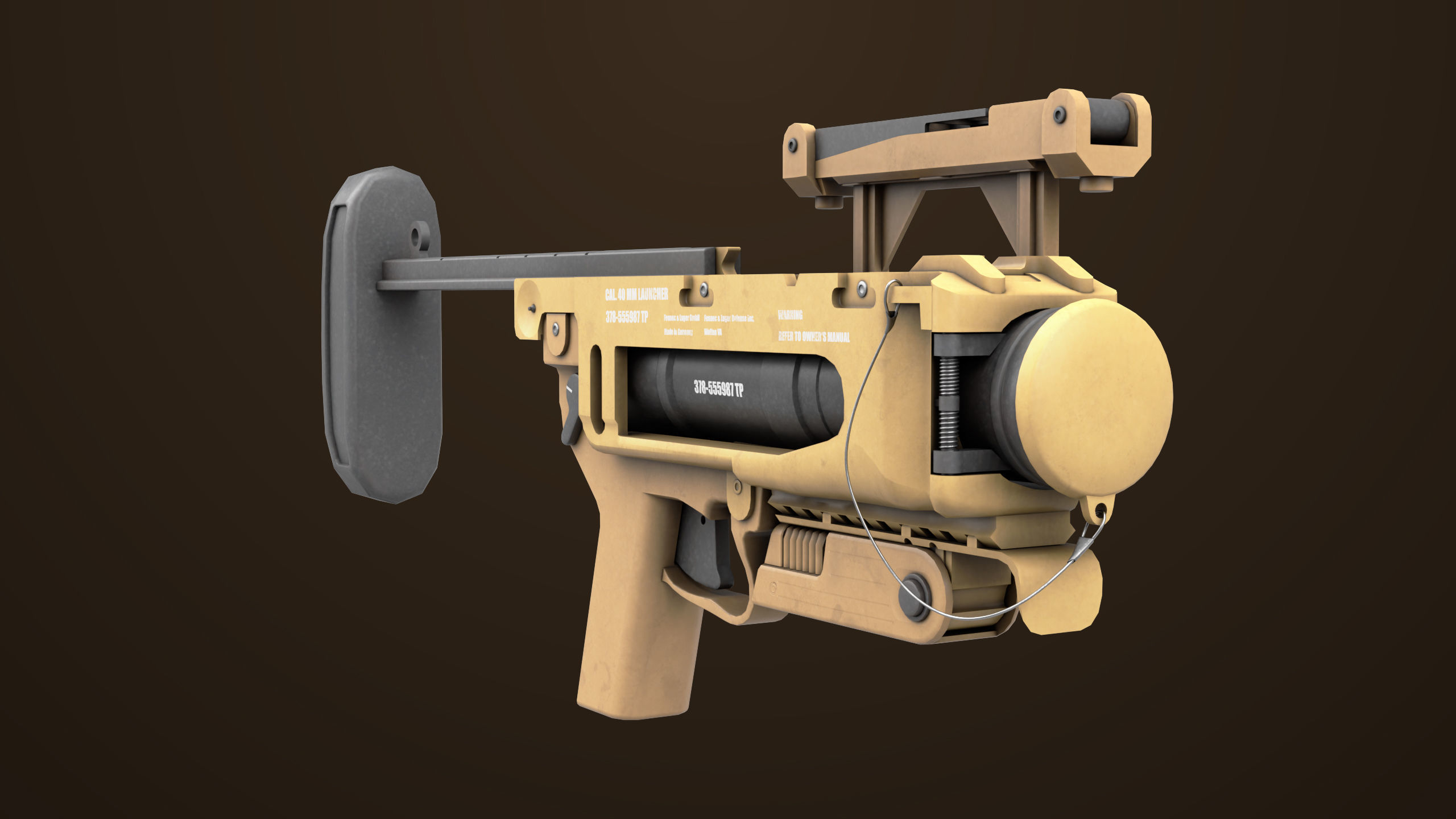 Grenade Launcher 04 Brown Generic All PBR Unity UE Textures Low-poly 3D model_19