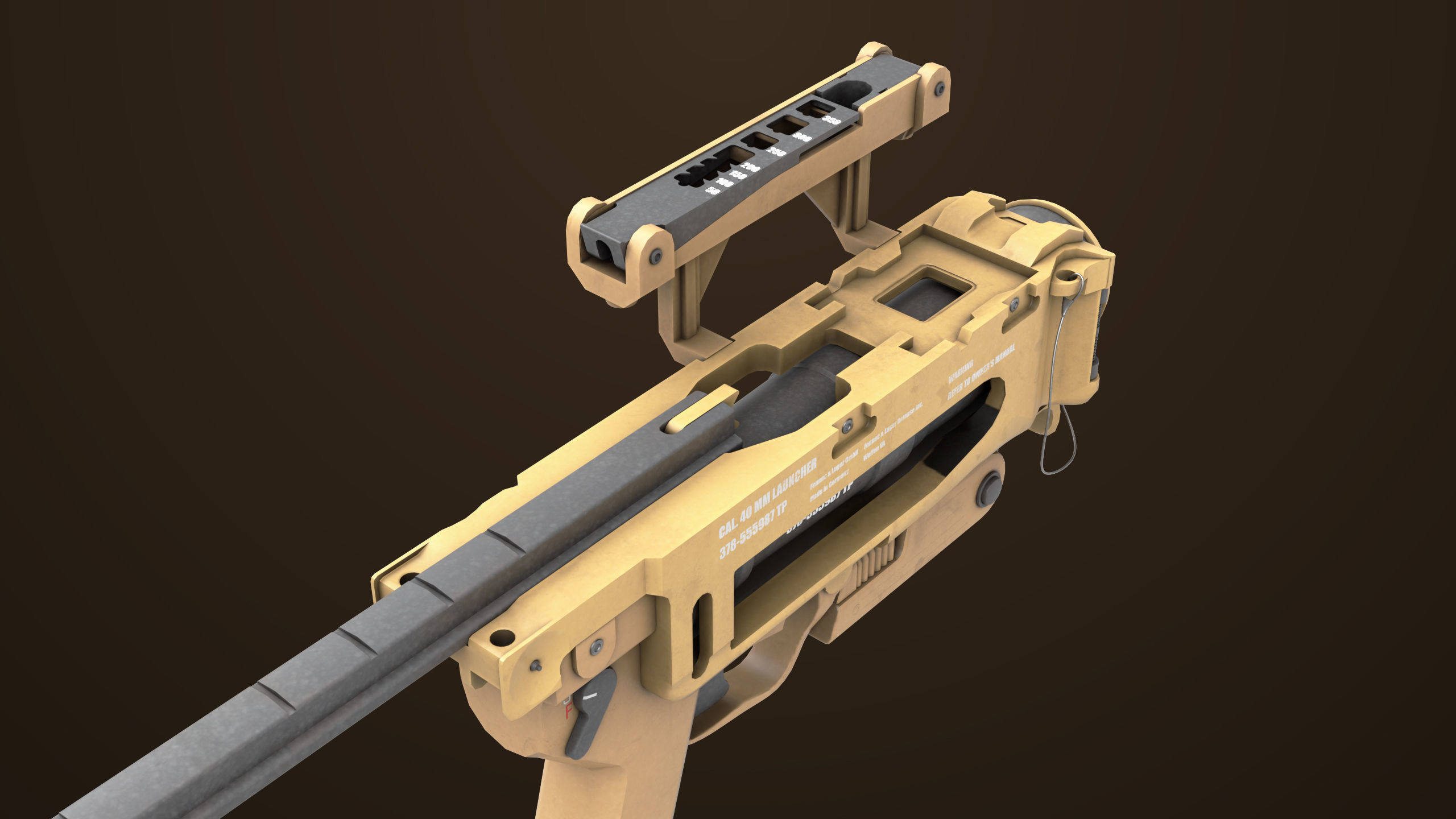 Grenade Launcher 04 Brown Generic All PBR Unity UE Textures Low-poly 3D model_15