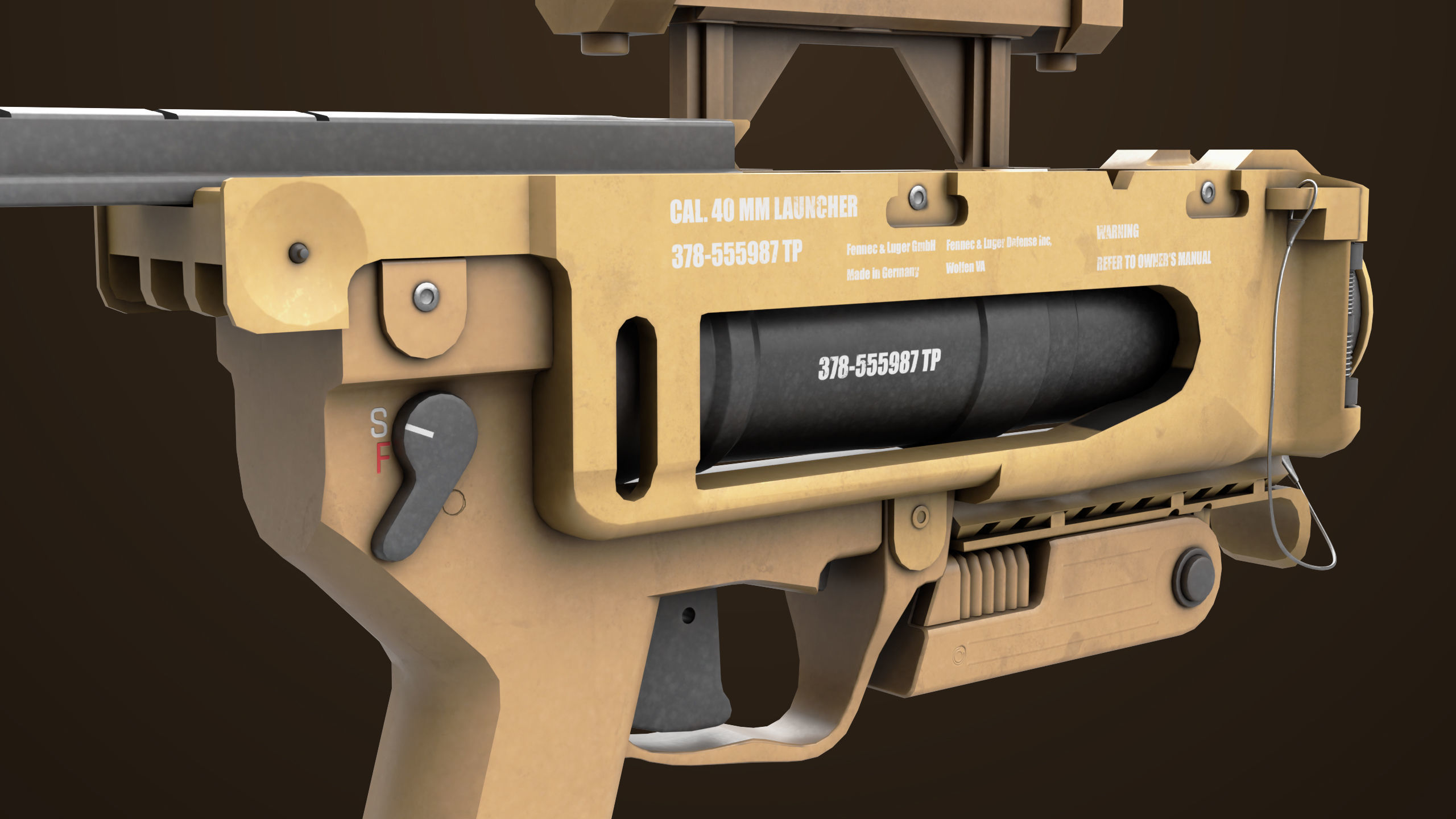 Grenade Launcher 04 Brown Generic All PBR Unity UE Textures Low-poly 3D model_14