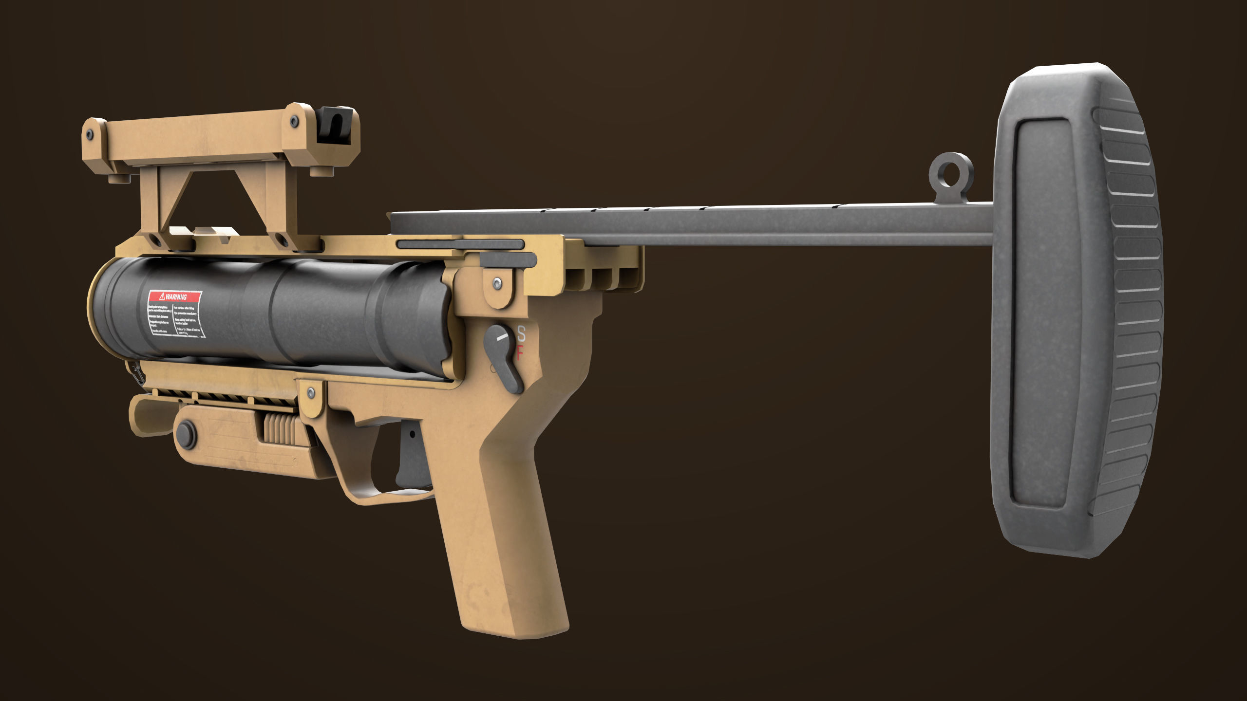 Grenade Launcher 04 Brown Generic All PBR Unity UE Textures Low-poly 3D model_12