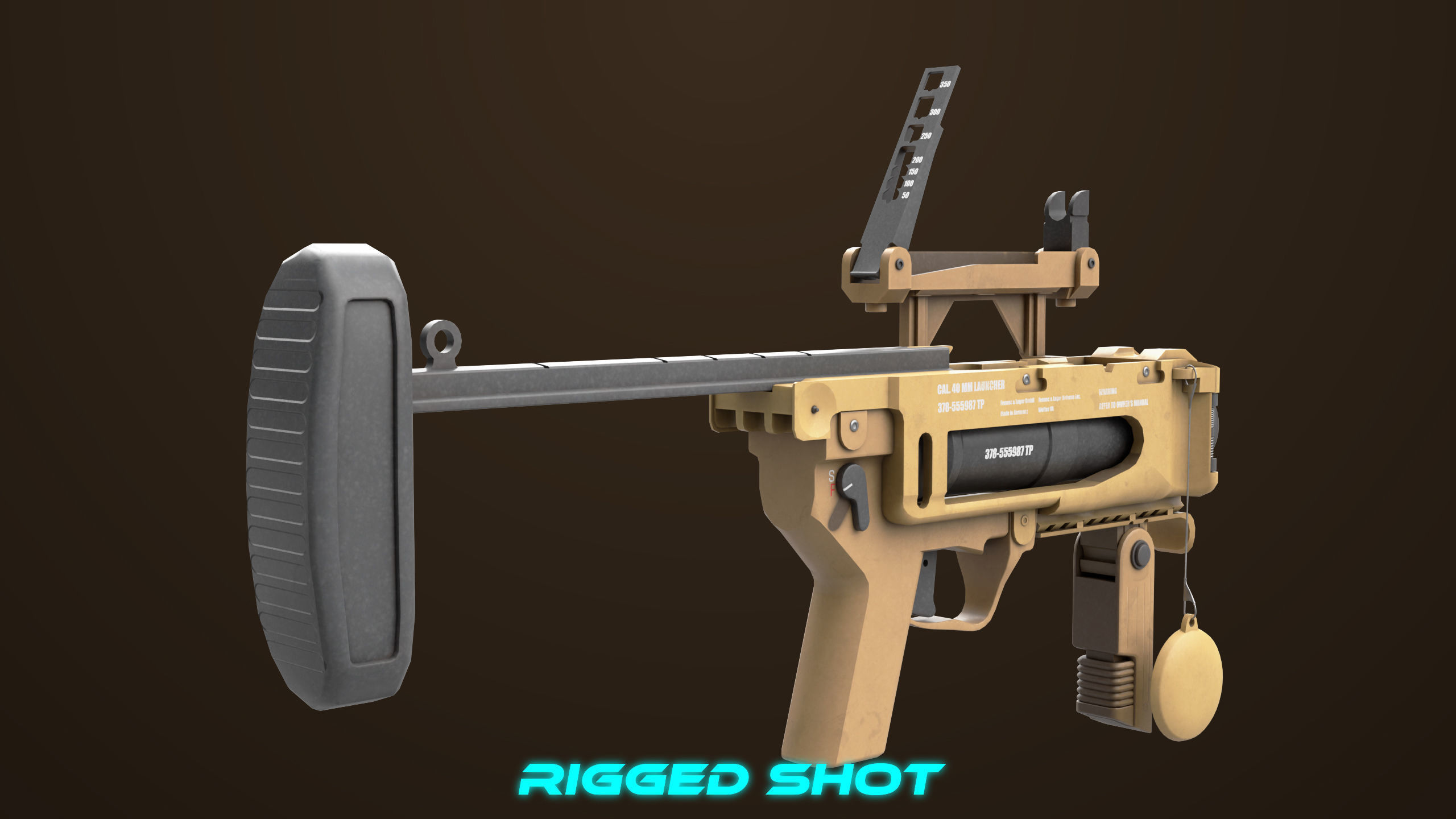 Grenade Launcher 04 Brown Generic All PBR Unity UE Textures Low-poly 3D model_29