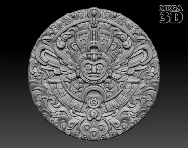 Mayan Pendant Bas relief 240515 15 3D print model