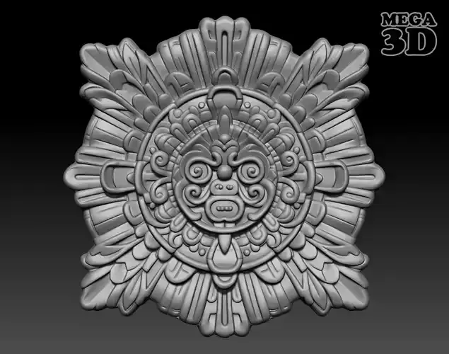 Mayan Pendant Bas relief 240515 14 3D print model
