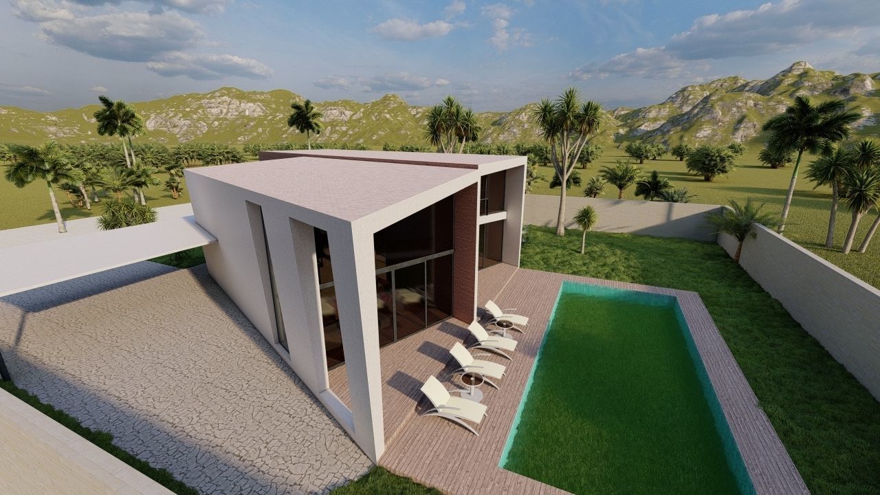 Casa Scene-villa-modern house 3D model_3