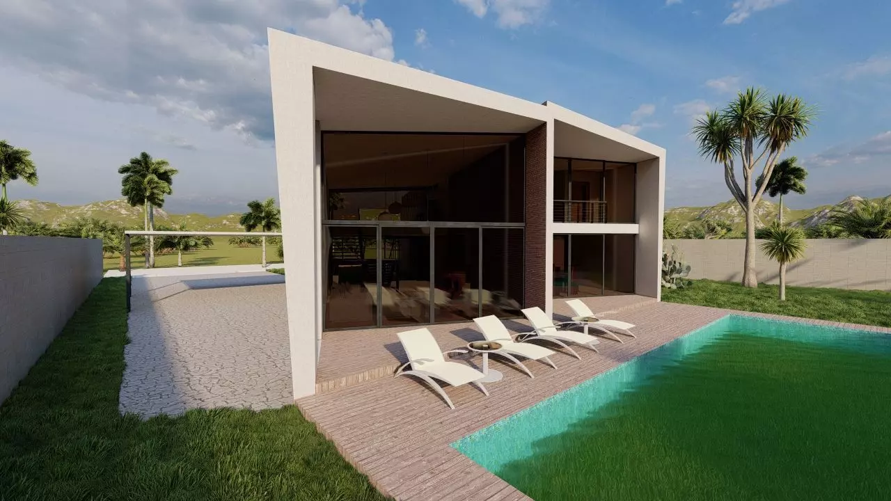 Casa Scene-villa-modern house 3D model_0