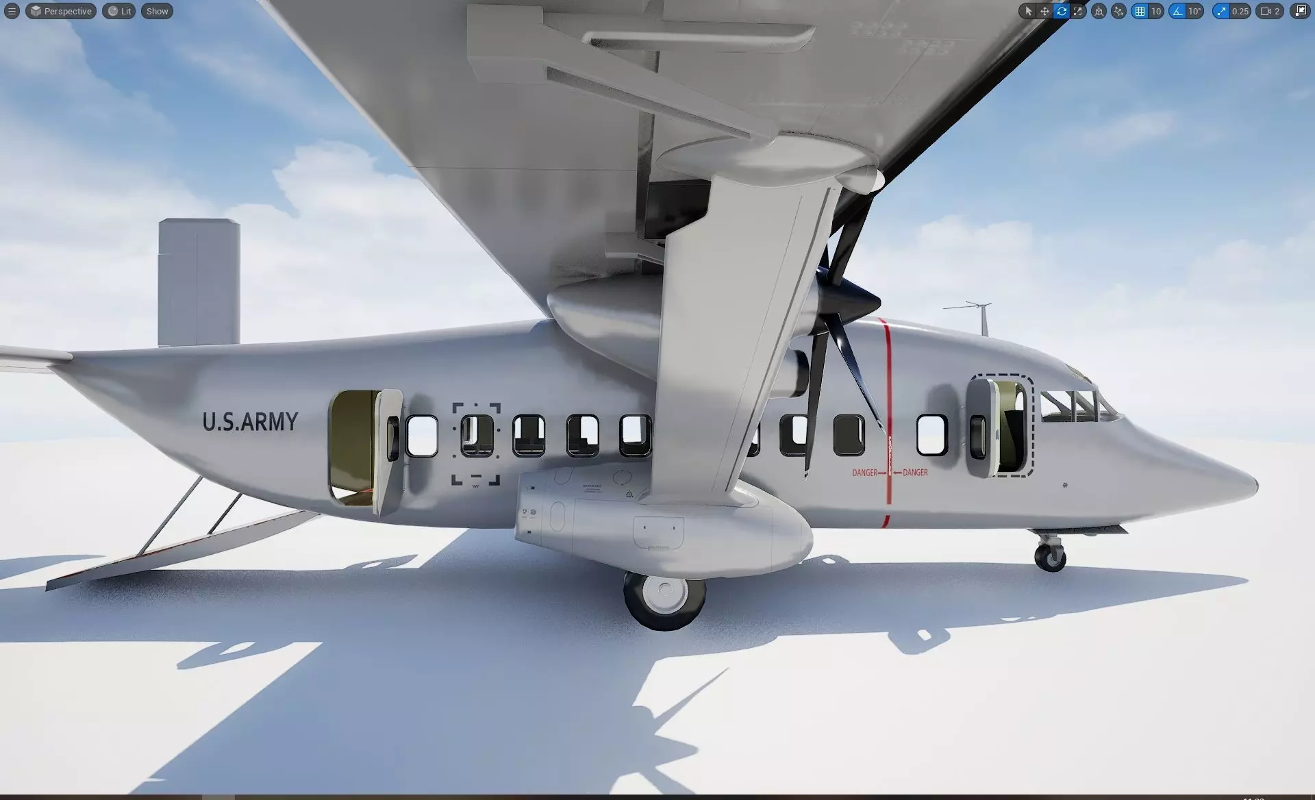 Short C-23 Sherpa Low-poly 3D model_0