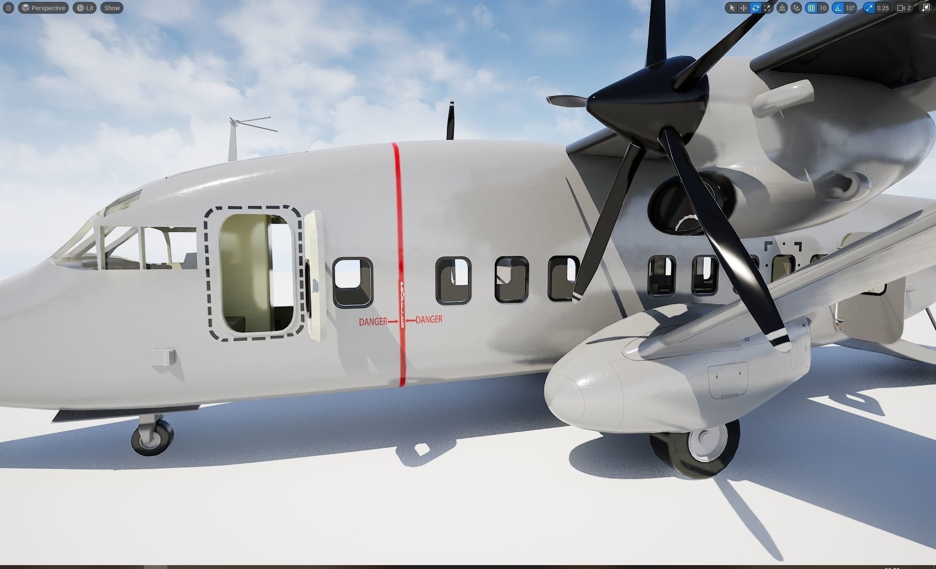 Short C-23 Sherpa Low-poly 3D model_7
