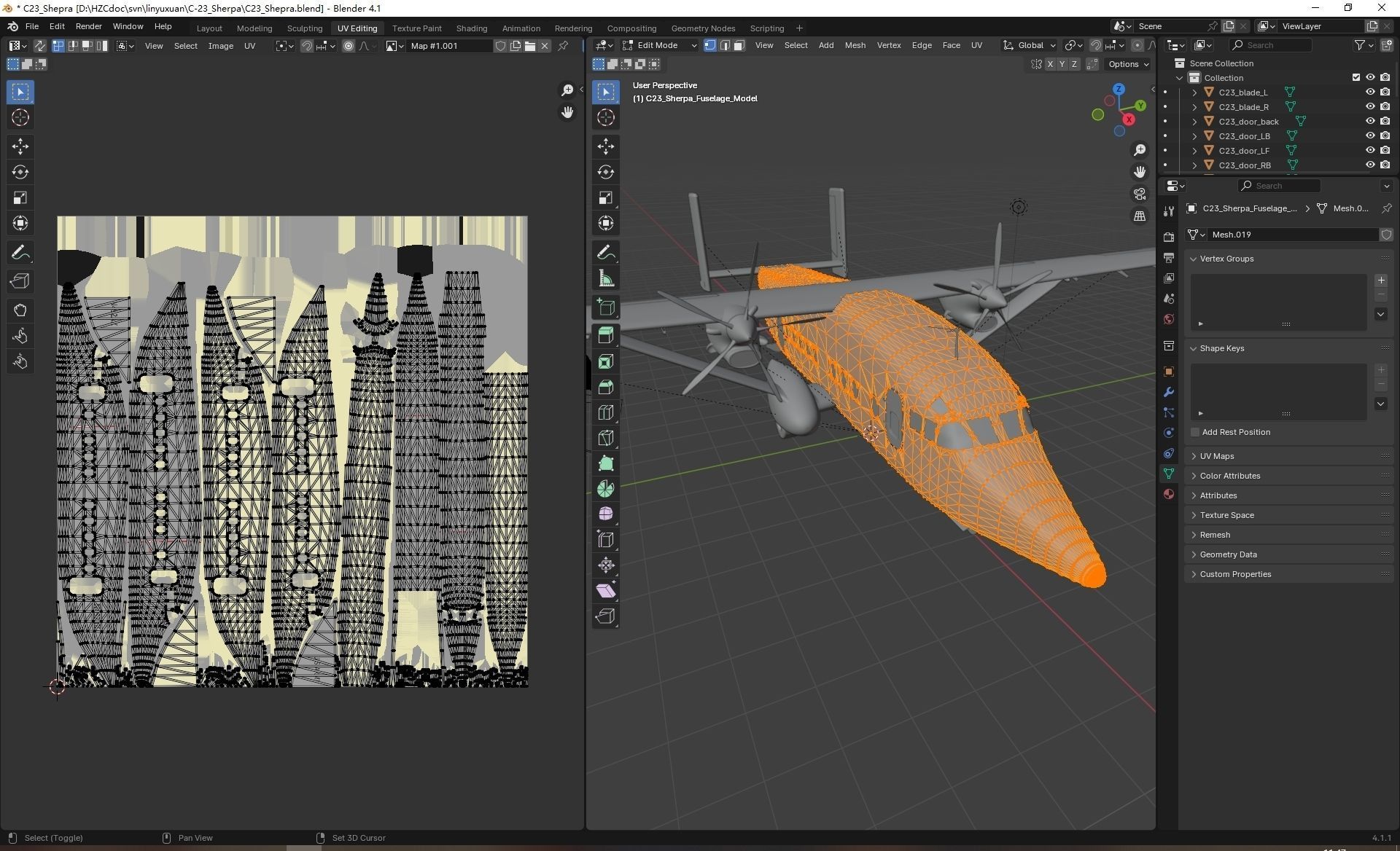 Short C-23 Sherpa Low-poly 3D model_17