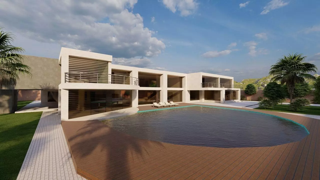 Casa Scene-villa-modern house 3D model_0