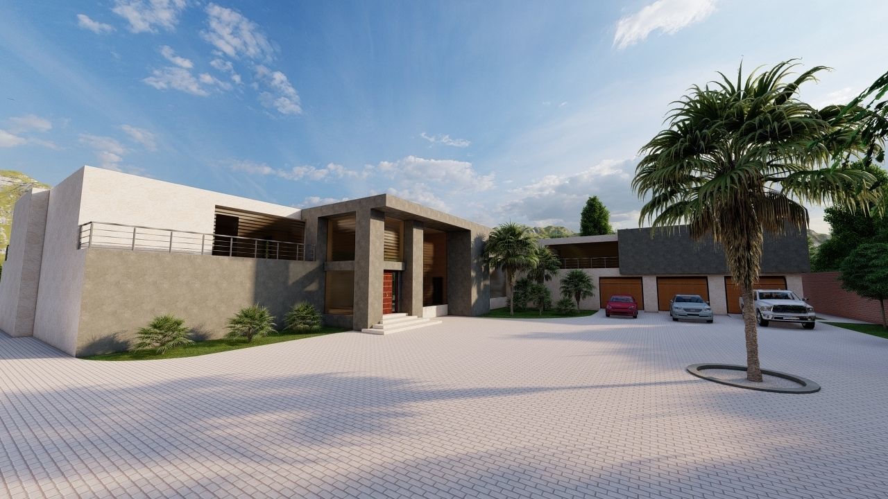 Casa Scene-villa-modern house 3D model_1