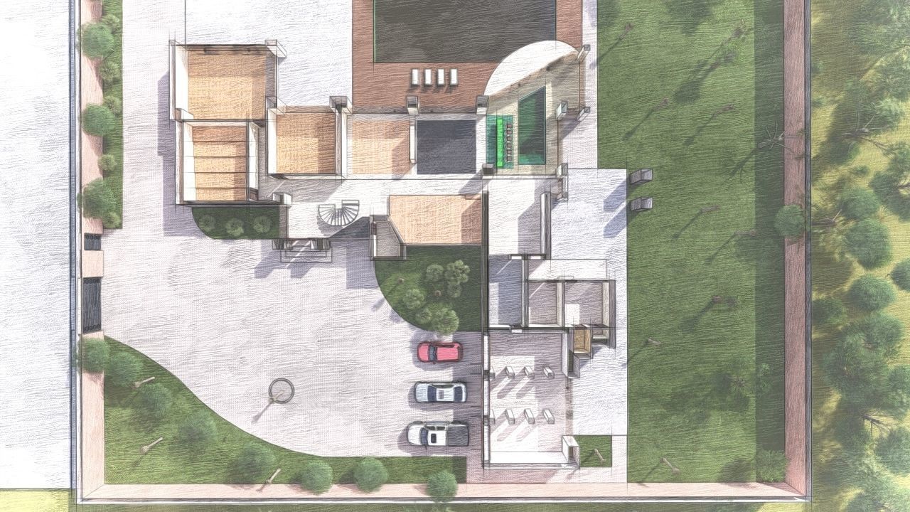 Casa Scene-villa-modern house 3D model_6