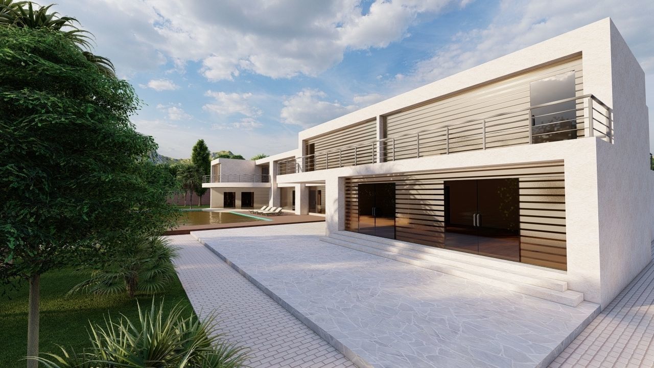 Casa Scene-villa-modern house 3D model_5