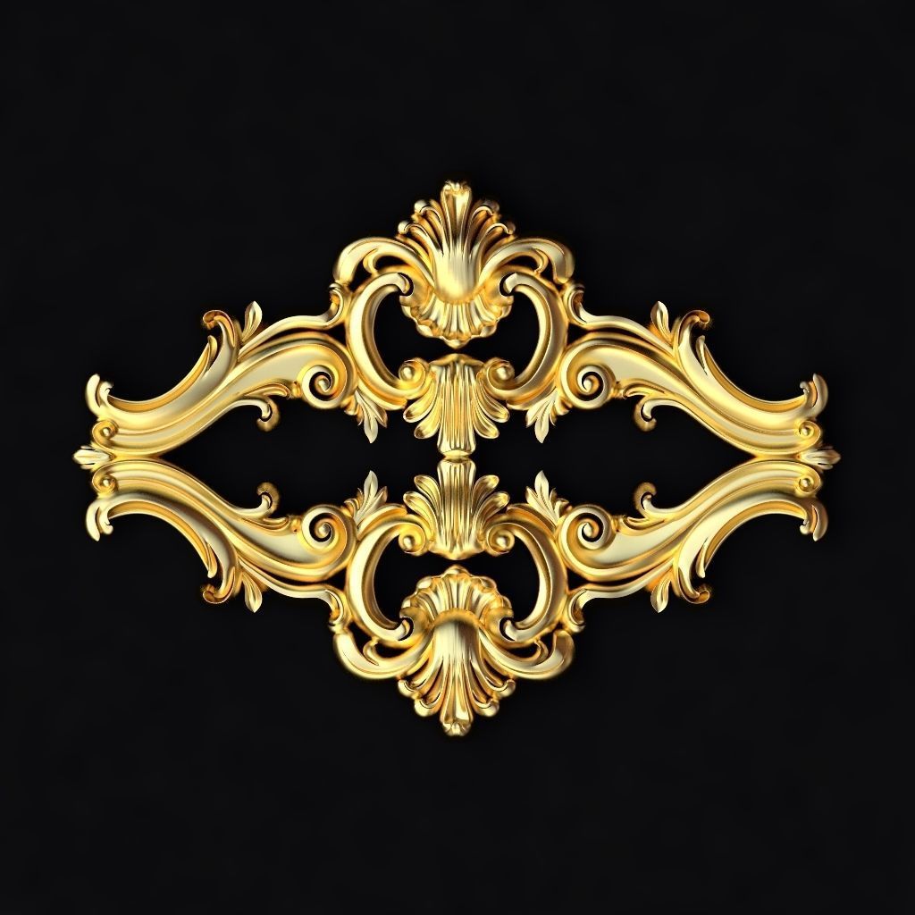 Central decor ornament for furniture 3D model_1