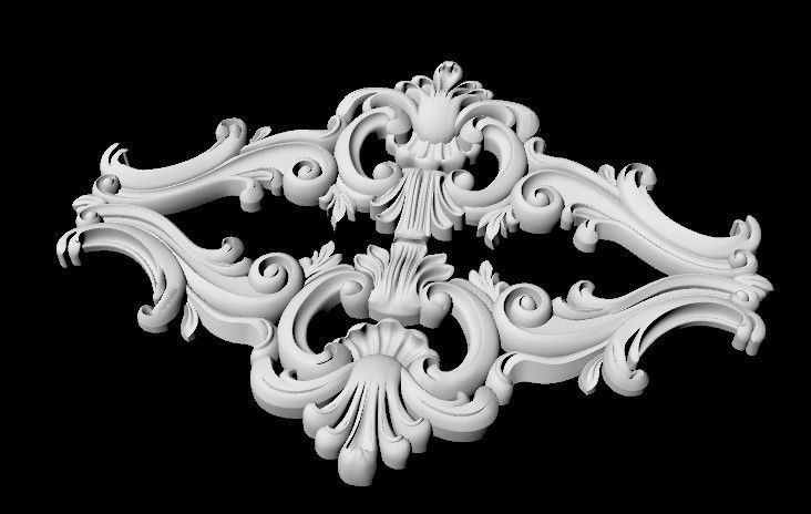 Central decor ornament for furniture 3D model_2
