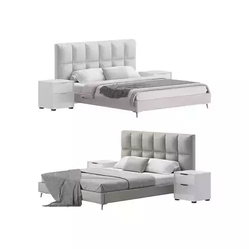 Modern Bed Upholstered Headboard Standard Bed I
