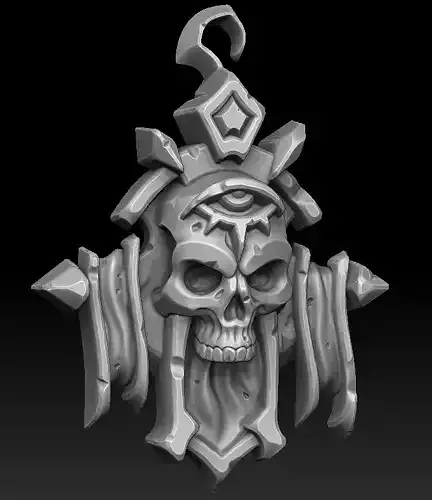 Skull observer keychain bas-relief 3d print